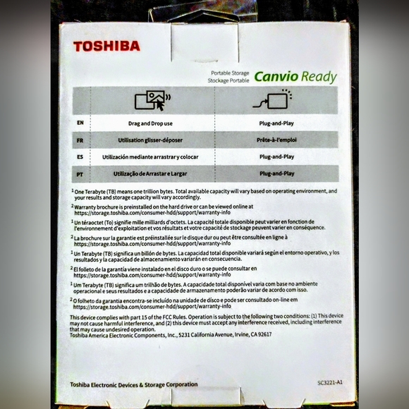 Toshiba Canvio 1TB plug and Play portable Hard drive. - Picture 4 of 4